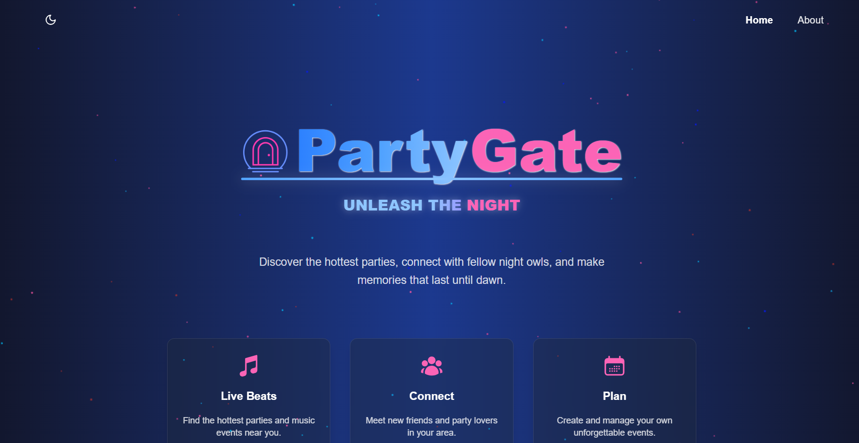 PartyGate — interface preview