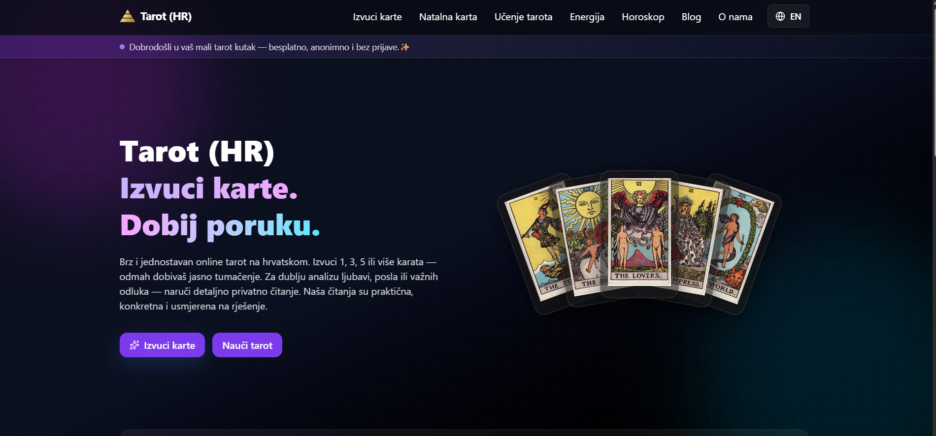 Tarot + Natal AI — interface preview